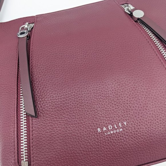 RADLEY Fountain Road leather medium women's crossbody + Dust bag WINE/BURGUNDY - Picture 6 of 9